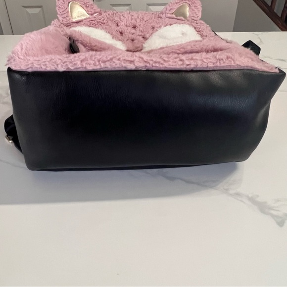 Betsey Johnson pink and black fuzzy backpack - Picture 2 of 11